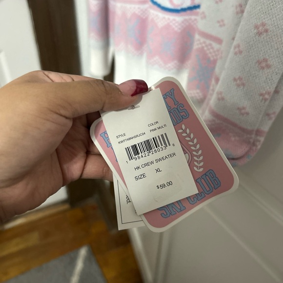 Hello Kitty Pastel Pink and White Sweater - Picture 3 of 4